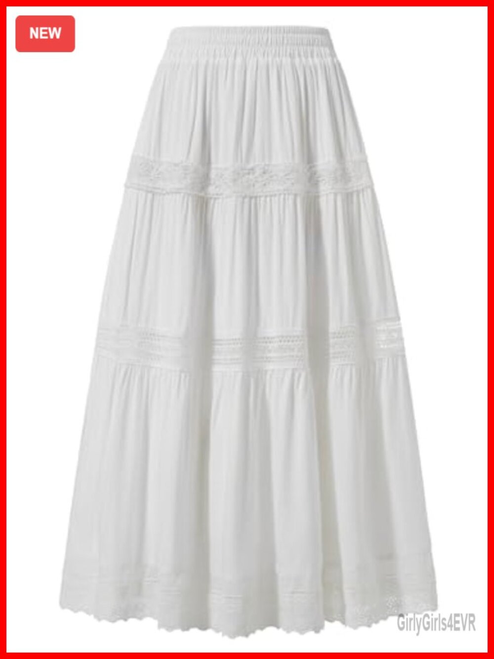 Renaissance Lace Tiered Maxi Skirt Rayon Tencel High Waisted